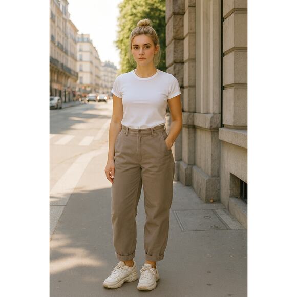 NWT Everlane Barrell Pant in Khaki Baggy Relaxed Fit size 0 - Picture 1 of 5